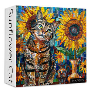 BBOLDIN Sunflower Cat Jigsaw Puzzle 1000 Pieces 23.0" x 23.9" Letters On Back